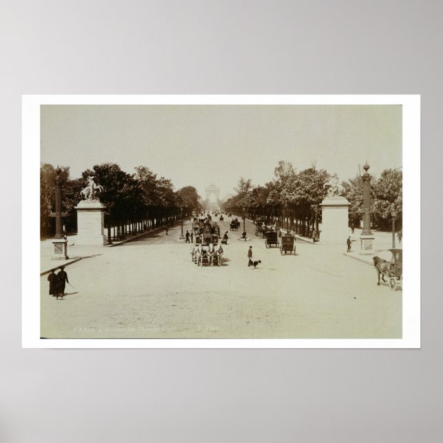 Póster Los Campos Elíseos, París (foto sepia) (Frente)