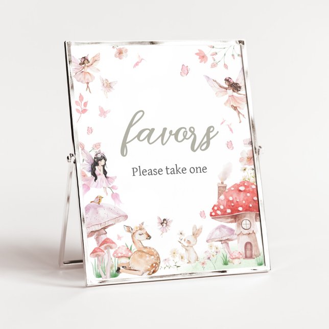Póster Los caprichosos y pequeños favoritos de Baby Showe (Little Fairy Whimsical Baby Shower Favors Sign)