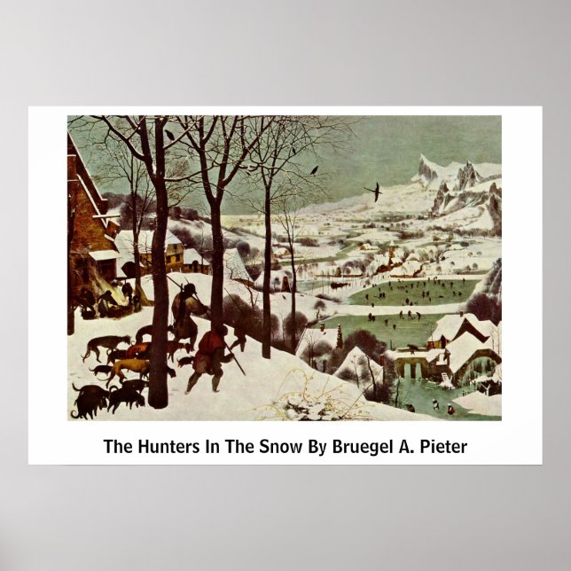 Póster Los Cazadores En La Nieve De Bruegel A. Pieter (Frente)