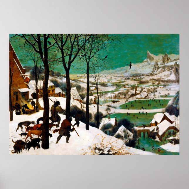 Póster Los cazadores en la nieve (invierno) de Pieter Bru (Frente)