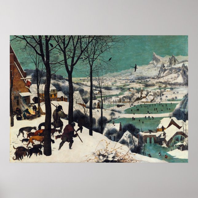 Póster Los cazadores en la nieve, por Pieter Brueghel (Frente)