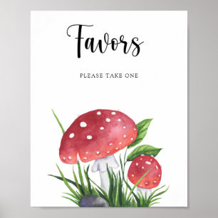 Póster Los champiñones vuelan con ducha de bebé agaric Fa