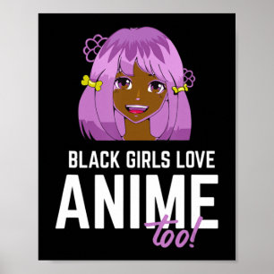 Póster Los Chicas negros adoran a Anime con los afroameri