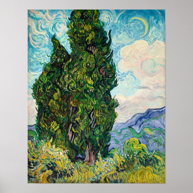 Póster Los cipreses de Van Gogh (Frente)