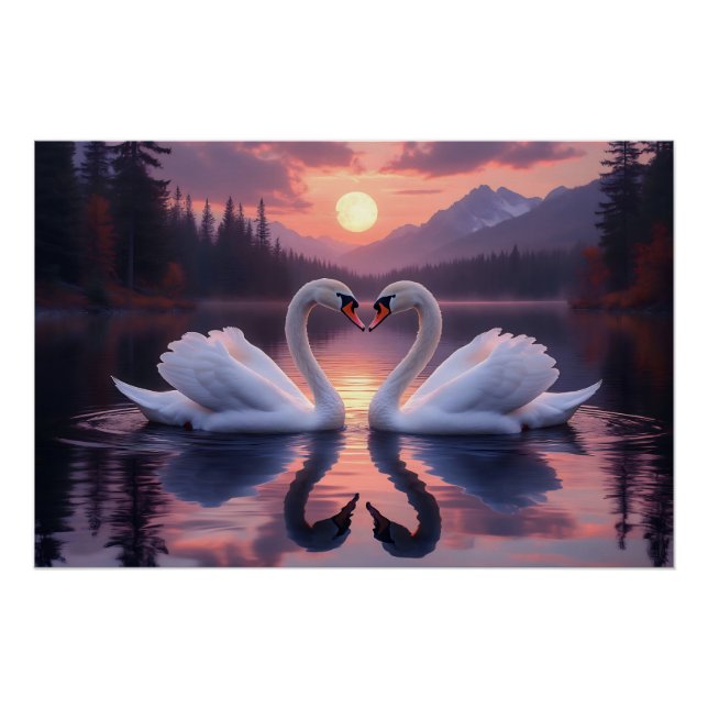 Póster Los cisnes bajo la luna del amor (Anverso)