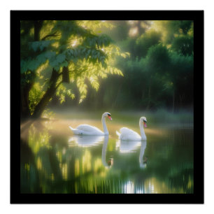 Póster Los Cisnes Míticos Gliman Graciosamente En El Esta