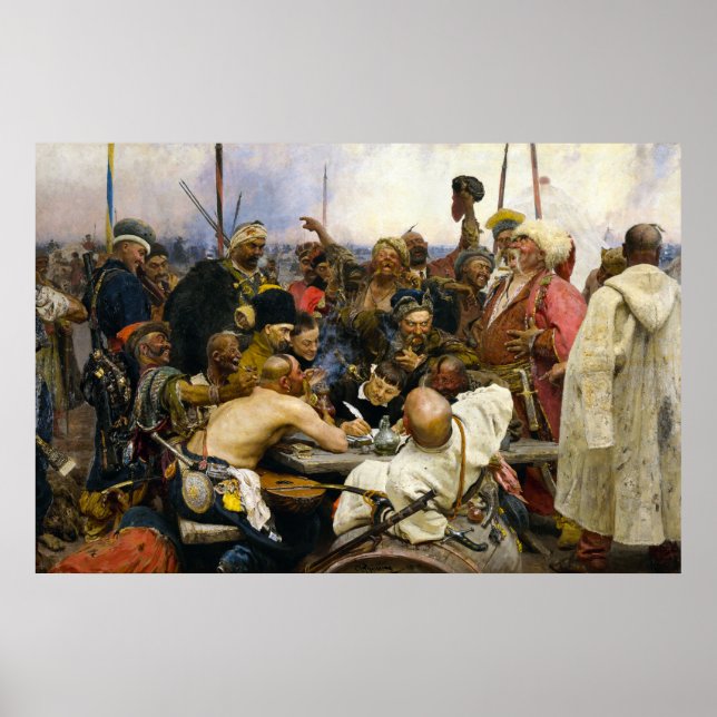 Póster Los cosacos de Zaporozhye por Ilya Repin (Frente)