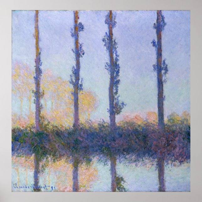 Póster Los cuatro árboles - Claude Monet (Frente)