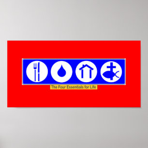 Póster Los cuatro elementos esenciales para la vida
