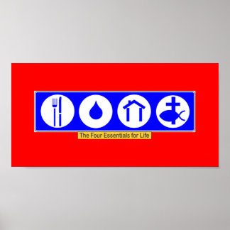 Póster Los cuatro elementos esenciales para la vida