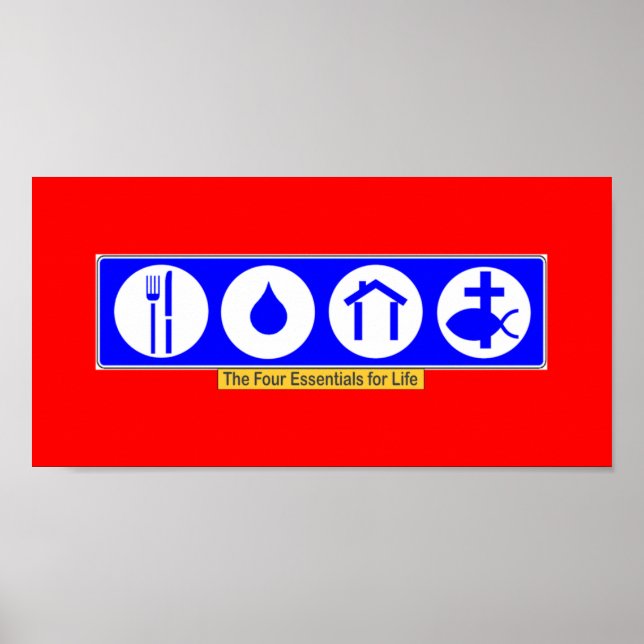 Póster Los cuatro elementos esenciales para la vida (Frente)