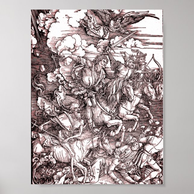 Póster Los cuatro jinetes del Apocalipsis (Dürer, 1498) (Frente)