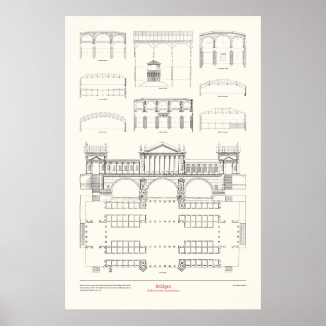 Póster Los Cuatro Libros de Arquitectura - Puentes (Frente)