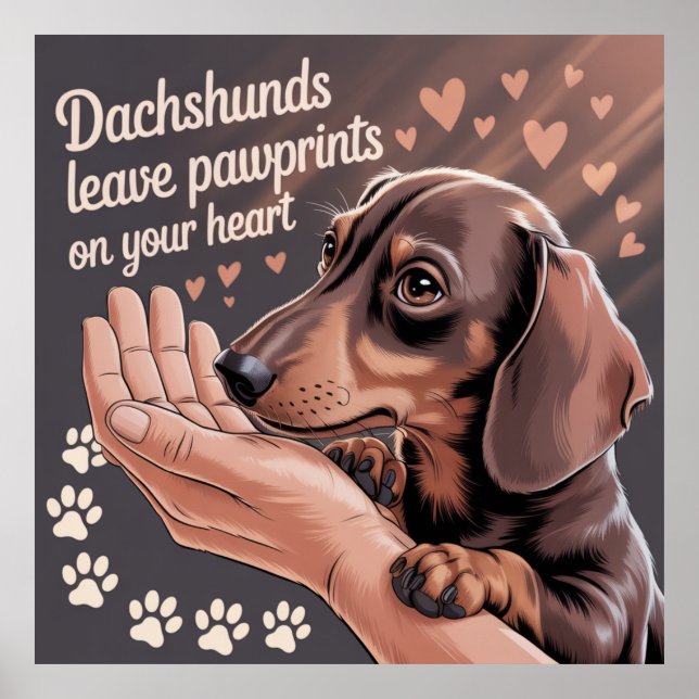 Póster Los Dachshunds Dejan Huellas En Tu Corazón (Frente)