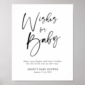 Póster Los deseos modernos de Baby Shower para el Rótulo 