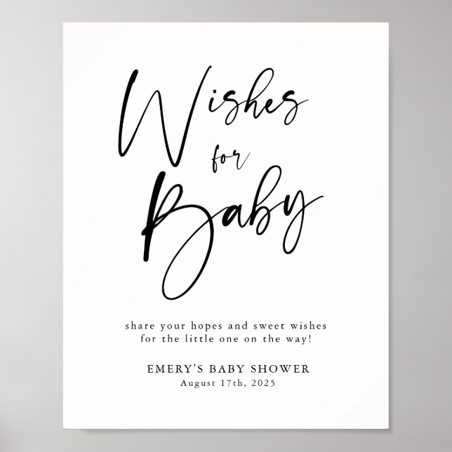 Póster Los deseos modernos de Baby Shower para el Rótulo  (Frente)