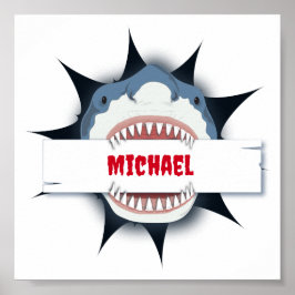 Póster Los dientes de tiburón abren la boca personalizada