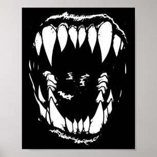 Póster Los dientes de vampiro abangs Horror gótico Grunge