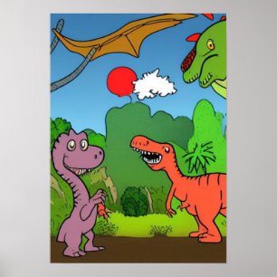 Póster Los dinosaurios personalizados en juego, diversión