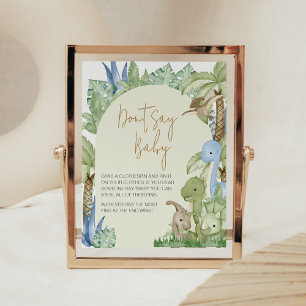 Póster Los dinosaurios verdes de Baby Shower no dicen beb