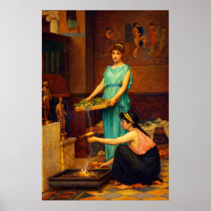 Póster Los dioses del hogar de John William Waterhouse