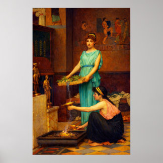 Póster Los dioses del hogar de John William Waterhouse