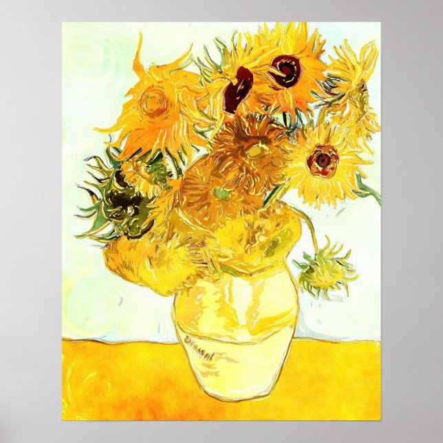 Póster Los doce girasoles de Vincent Van Gogh (Frente)
