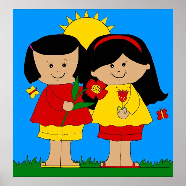 Póster Los dos mejores Chicas del poster niño azul (Frente)