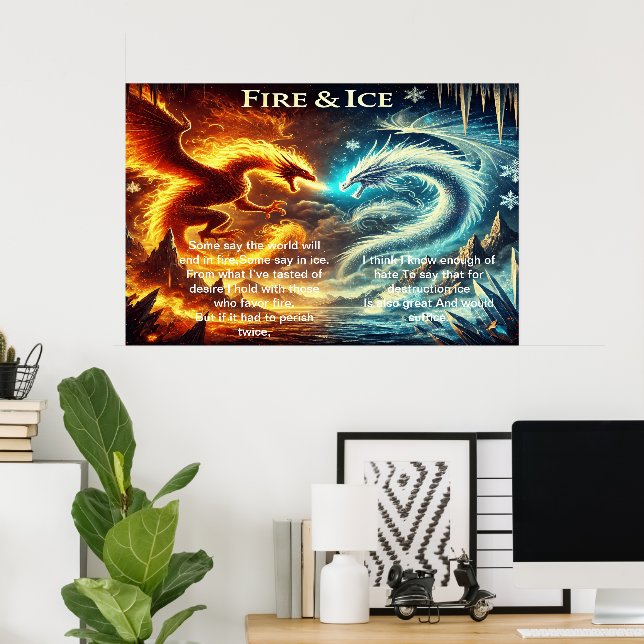 Póster Los dragones del fuego y el hielo (Oficina en casa)