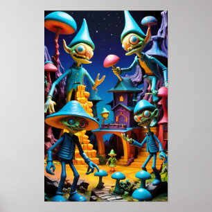 Póster Los duendes de Groll-Town - Ken Gage Fantasy Art