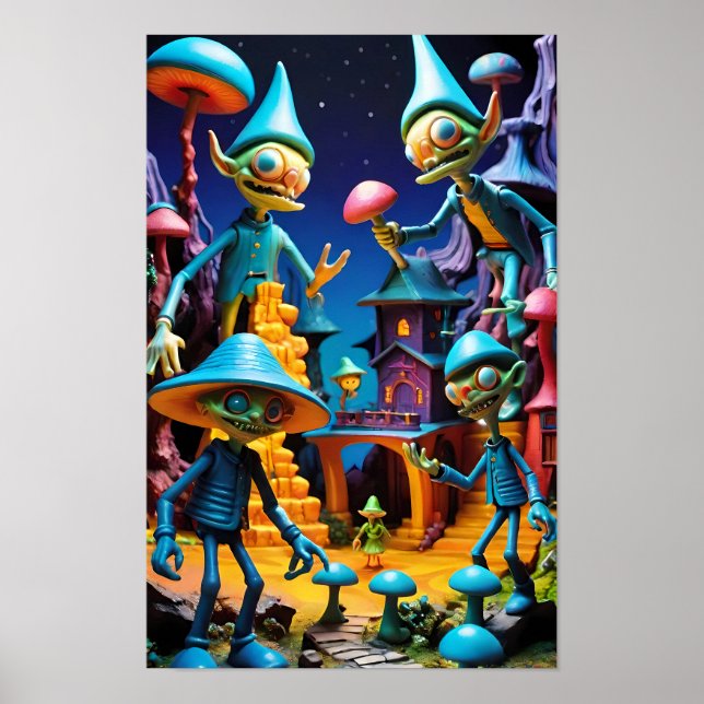 Póster Los duendes de Groll-Town - Ken Gage Fantasy Art (Frente)