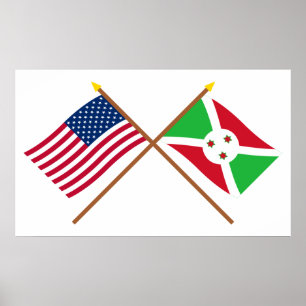 Póster Los E.E.U.U. y banderas cruzadas Burundi