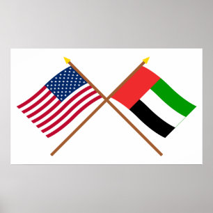 Póster Los E.E.U.U. y banderas cruzadas United Arab