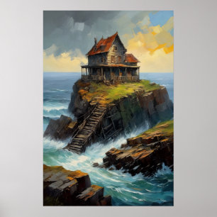 Póster Los ecos deteriorados de una vieja casa de madera