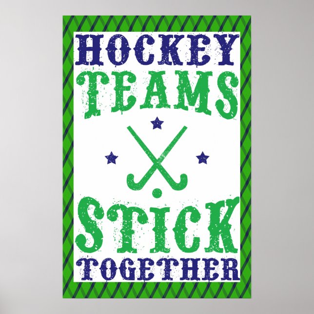 Póster Los equipos de hockey se pegan juntos en la impres (Frente)