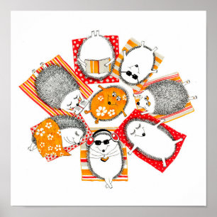 Póster Los erizos en la playa