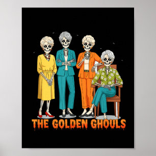 Póster Los Esqueletos Dorados de Halloween Divertidos