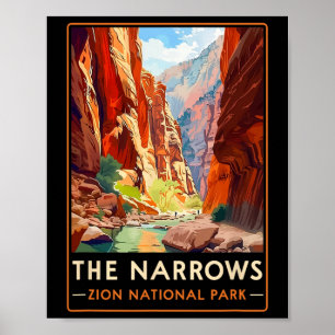 Póster Los estrechos Parque Nacional Zion Senderismo Natu