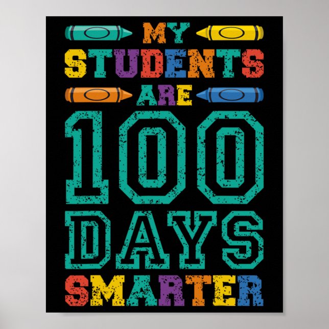 Póster Los estudiantes son 100 días estudiantes escolares (Frente)