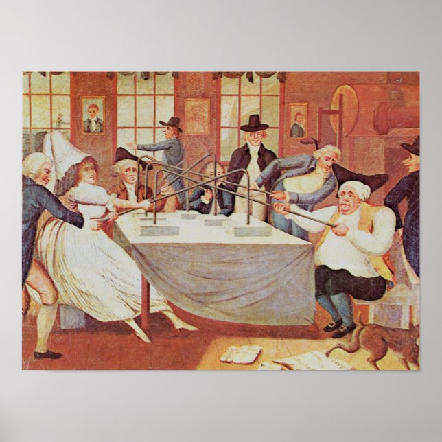 Póster Los experimentos de Benjamin Franklin con electric (Frente)