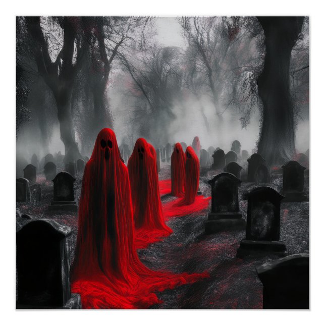 Póster Los Fantasmas Rojos Se Han Reunido En El Cementeri (Anverso)