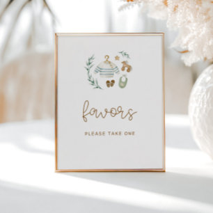 Póster Los favores de Baby Shower neutrales en el género 