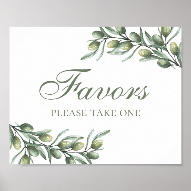 Póster Los favores se llevan uno. Aceitunas. Boda de vera (Frente)