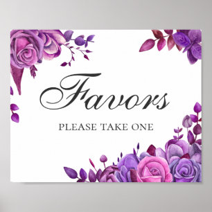 Póster Los favores se llevan uno. Flores de boda rosas y 