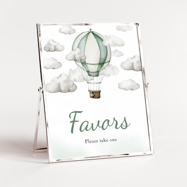 Póster Los favoritos de Baby Shower en globo de aire cali (Gender Neutral Travel Baby Shower Favors Sign)