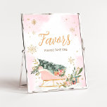 Póster Los favoritos del copo de nieve de oro rosado en i<br><div class="desc">Haga especial su evento con este Baby Shower de Cold Outside con nuestro bonito y encantador Rótulo de Favors,  que incluye adorable tema de Pink Sleigh. Descarga,  personaliza y crea recuerdos duraderos con este toque perfecto para tu alegría. BS583</div>