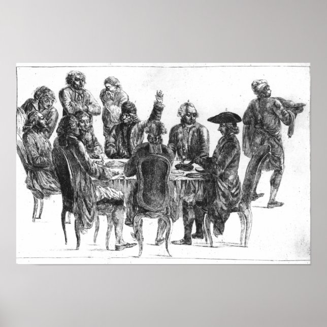Póster Los filósofos en la cena, c.1750 (Frente)