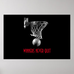 Póster Los Ganadores Nunca Abandonan el Baloncesto