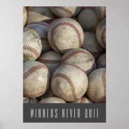 Póster Los ganadores nunca abandonan el béisbol Inspirado