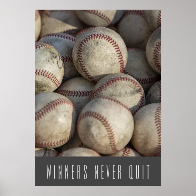 Póster Los ganadores nunca abandonan el béisbol Inspirado (Frente)